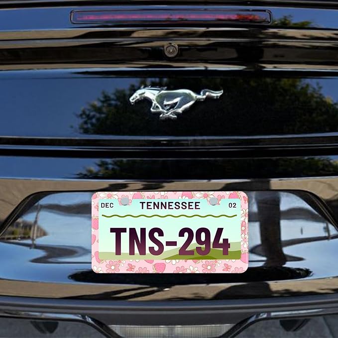 Pink Strawberry Butterfly Floral License Plate Frame Stainless Steel License - Image 7