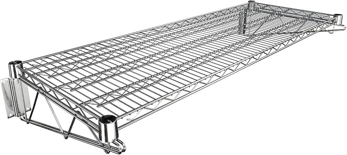 18" x 48" Chrome Wire Wall Mount Shelf by Krollen+Industrial
