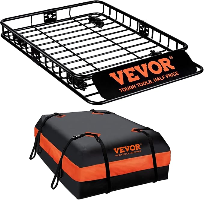 VEVOR Roof Rack Cargo Basket, 200 LBS Capacity Universal Rack Carrier by VEVOR