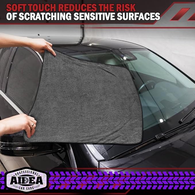 AIDEA Microfiber Towels for Cars-4PK, Large Professional Car Drying Towel - Image 5