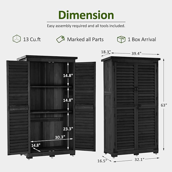 MCombo Outdoor Storage Cabinet, Garden Storage Shed, Outside Vertical Shed - Image 3