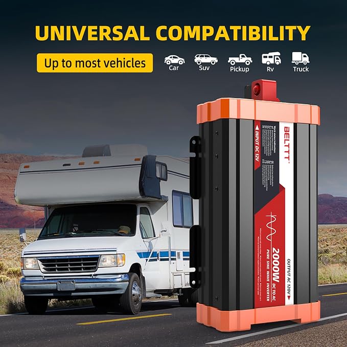 BELTTT 2000W Pure Sine Wave Inverter, Car Power Inverter 12V to 120V AC - Image 5
