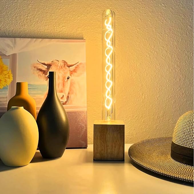 Leools Vintage LED Spiral Filament Bulb T10, 11.8inch Long Tubular Dimmable - Image 2