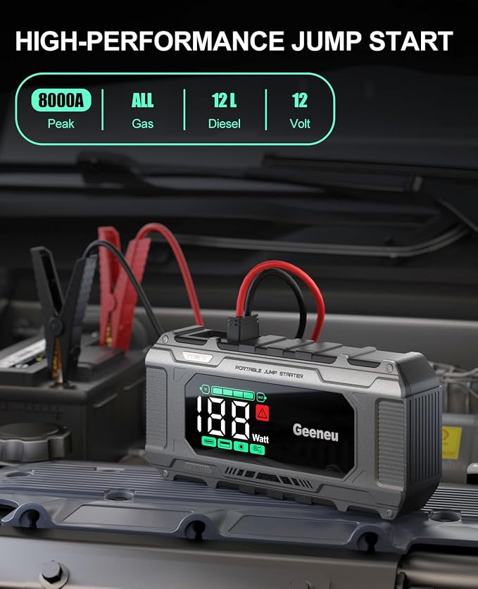 Car Jump Starter Battery Jumper Pack 8000A 65W PD Fast Charging, Portable 12V - Image 2