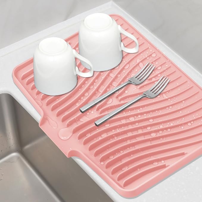 Silicone Dish Drying Mat for Kitchen Counter, Dish Drying Pad, Non-Slip Drain by TIKNIKHomeOutdoor