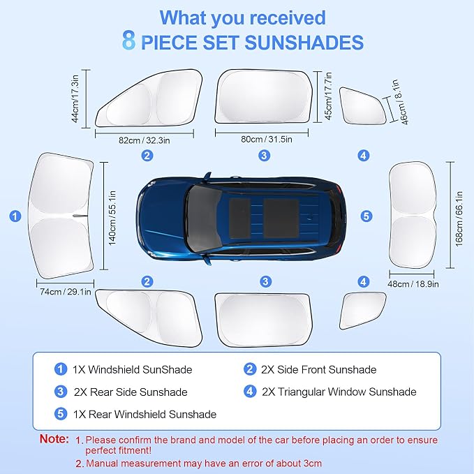 8pcs Car Window Shades for Kia Telluride 2020-2025 Accessories, Windshield Side - Image 7