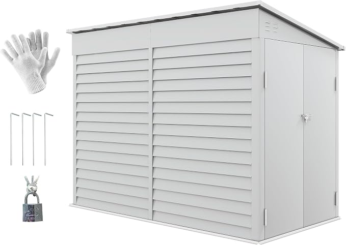 Outsunny 4.6' x 9' Steel Outdoor Storage Shed, Lean to Shed, Metal Tool House - Image 9