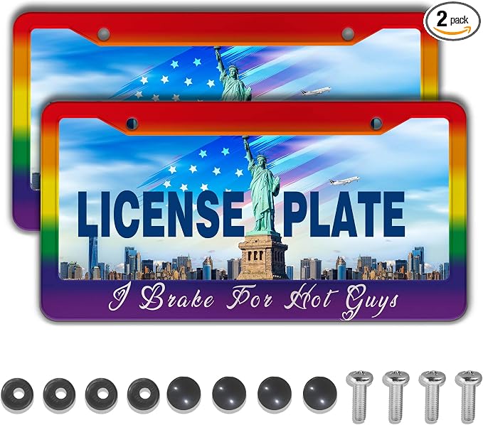License Plate Frames for Men Rainbow Plate Cover for Car for Women Rainbow Gay by Unknown