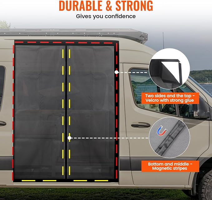 83''H x 59''W Van Bug Screen Side Door Sliding Door Window Covers - Image 4