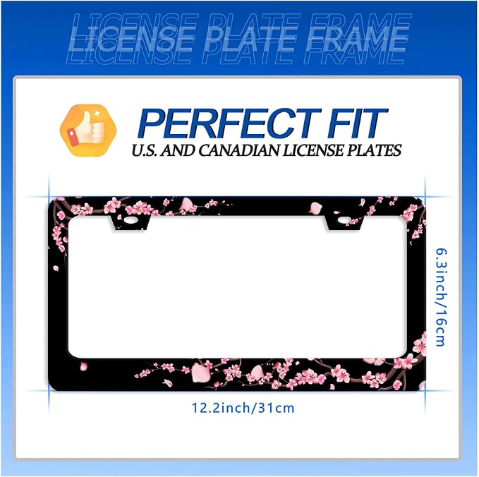Cherry Blossom License Plate Frame Beautiful Flowers Pink License Plate - Image 7
