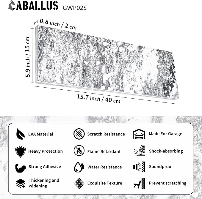 GWP02S Marble Grain Garage Wall Protector Car Door Protectors, Parking Stopper - Image 2