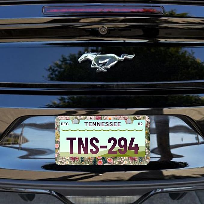 3D License Plate Frame Embroidered Floral Pattern Stainless Steel License Plate - Image 7