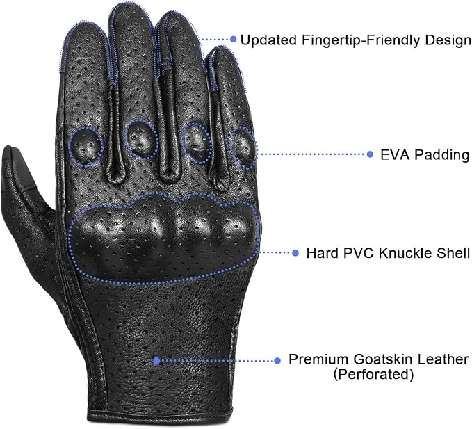 Superbike Full Finger Goat Skin Leather Touch Screen Motorcycle Gloves Men S - Image 2