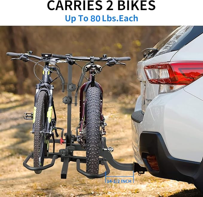 WEIZE Hitch Bike Rack, Wobble Free Smart Tilting Folding Bicycle Car Racks - Image 2