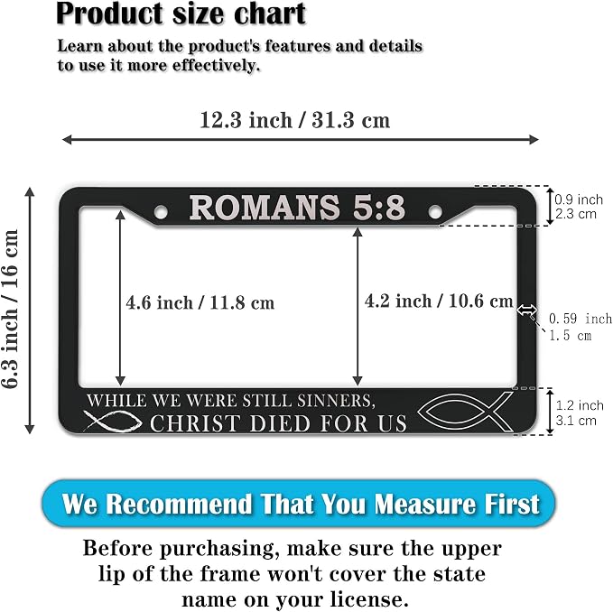 License Plate Frames Black and White License Plate Frame Jesus Bible Verses - Image 2