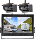 10.1" - 2 Magnetic Solar Wireless Backup Camera, HD 1080P DVR Monitor, Dual RV by WOOCARTY
