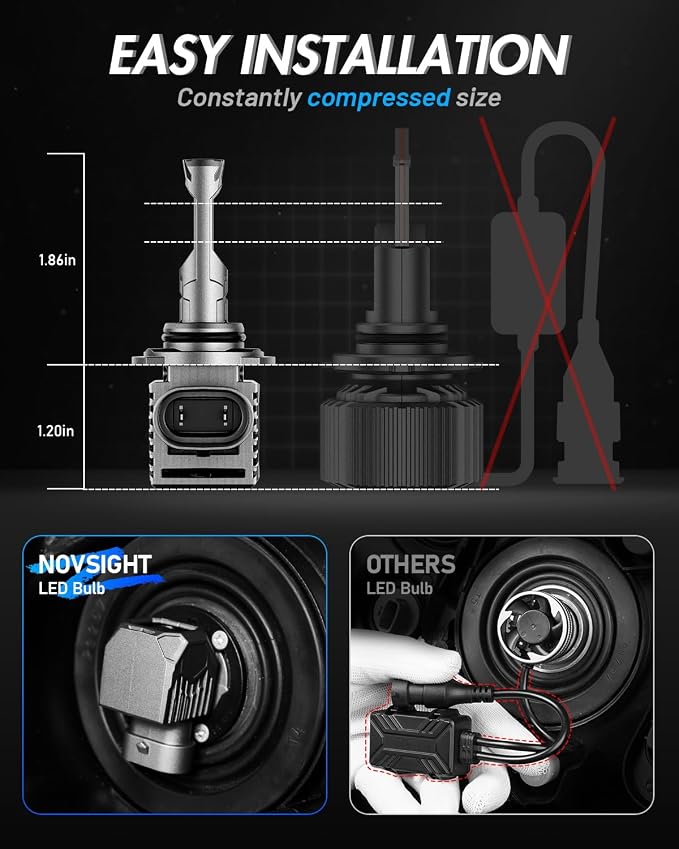 NOVSIGHT 9005 LED Fog Light Bulbs, 50000 Lumens 6500K Cool White Light - Image 2