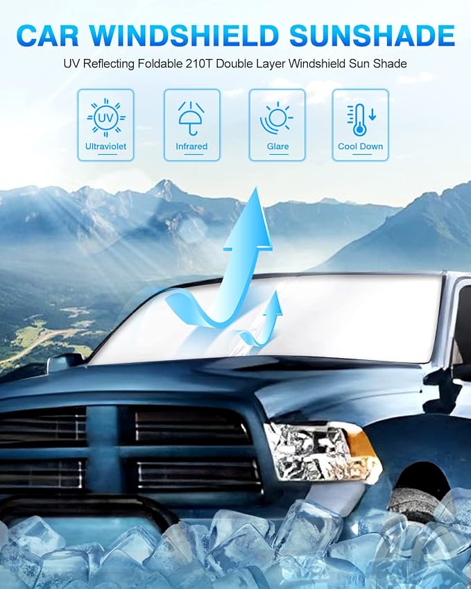 KUST Windshield Sun Shade for Ram 1500 2011-2018 Window Shade Sun Visor Cover - Image 2