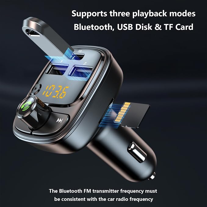 Bluetooth 5.3 FM Transmitter Car Adapter, Wireless Radio MP3 Player Stereo - Image 6