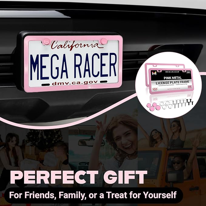 Premium Princess Pink License Plate Frames – 2 Pack, Rust-Free Stainless Steel - Image 9