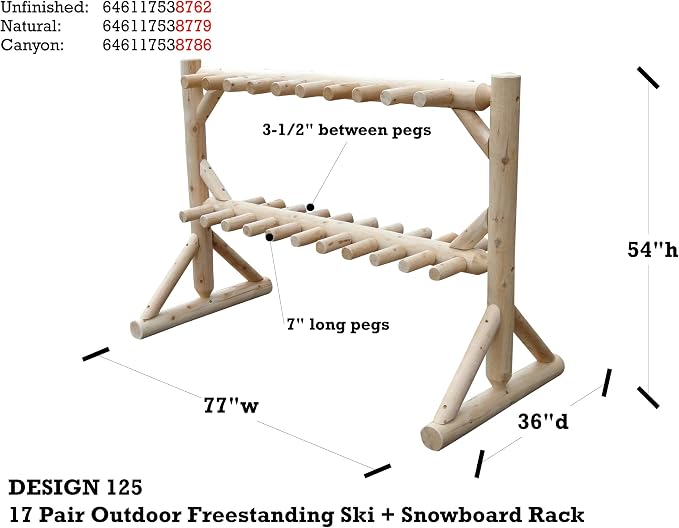 17-Pair Freestanding Skis + Snowboard Log Rack, Standing Shorter Ski Storage - Image 2