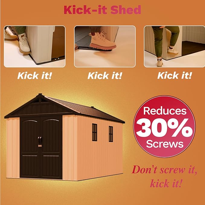 Patiowell 8x12 FT Outdoor Storage Shed, Plastic Shed Resin Garden Shed - Image 5