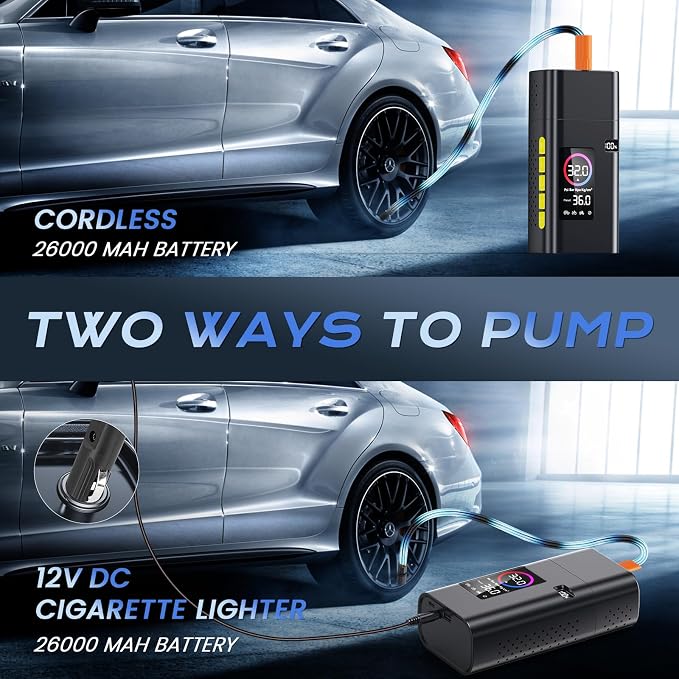180PSI Tire Inflator Portable Air Compressor, 26000mAh Portable Tire Inflator - Image 6