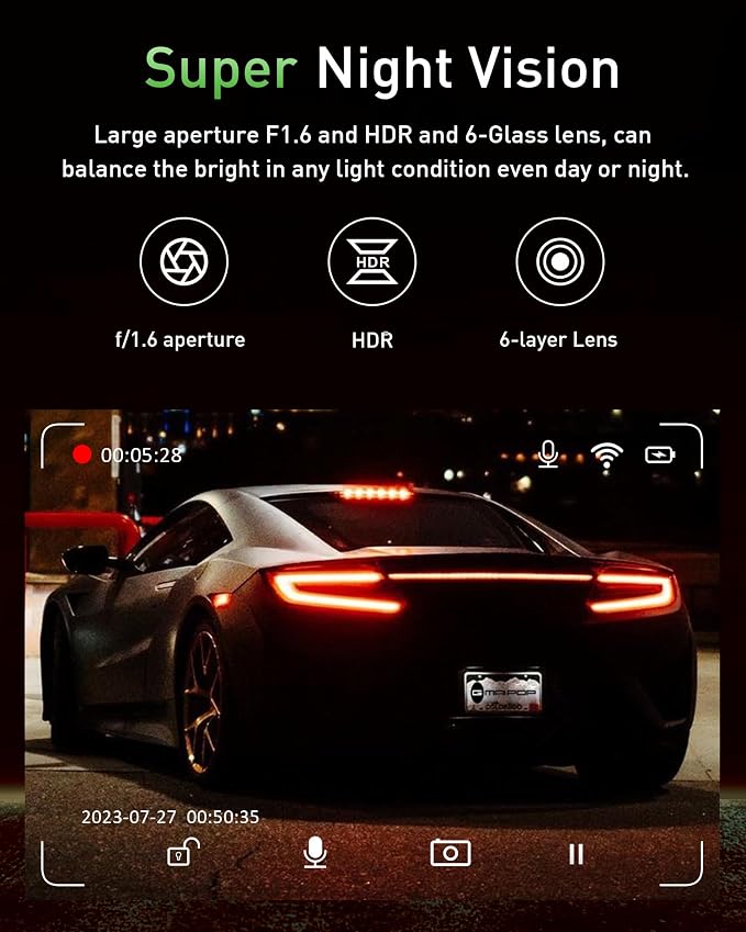 Dash Cam Front and Rear, 4K+1080P WiFi Dual Dash Camera - Image 5