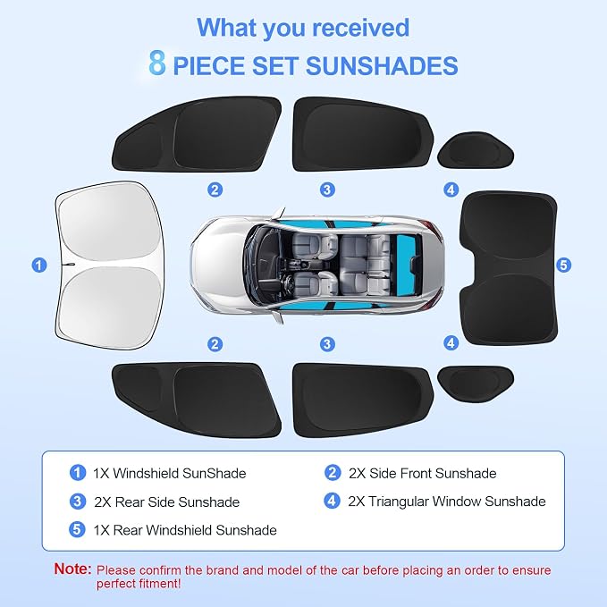 8pcs Car Window Shades for Honda Civic 2016-2021 Accessories, Windshield Side - Image 3