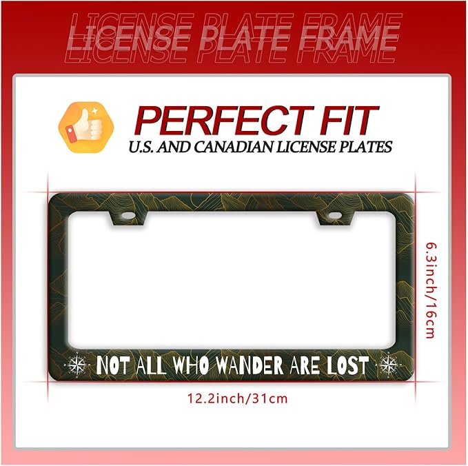 Not All Who Wander are Lost License Plate Frame Funny Golden Mountains License - Image 7