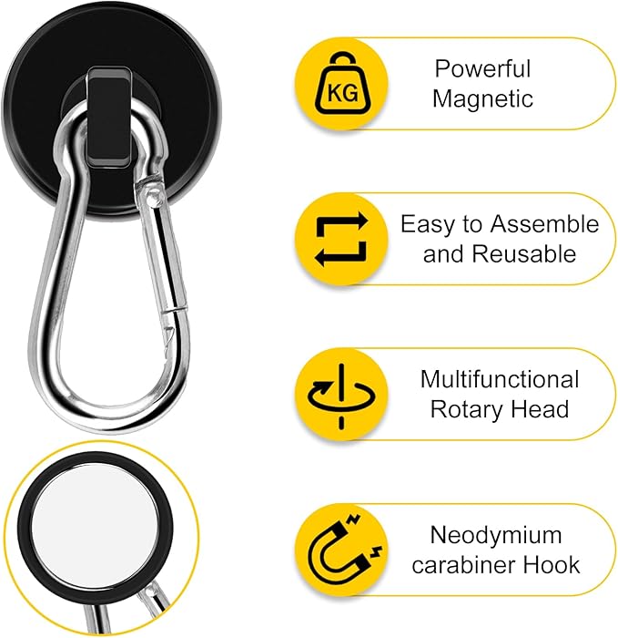 DIYMAG Black Magnetic Hooks, 110LBS Heavy Duty Neodymium Magnetics - Image 4