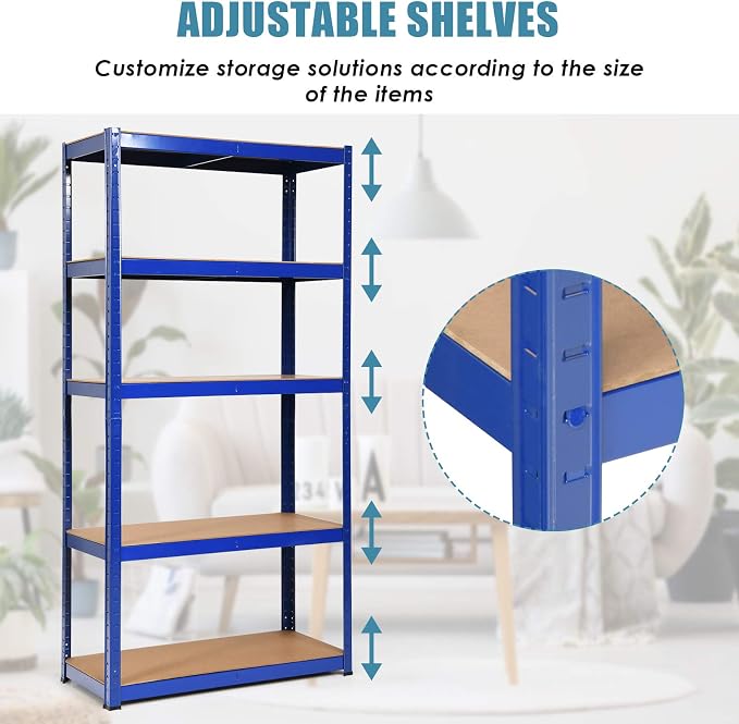 ERGOMASTER 5 Tier Utility Shelves Rack Garage Heavy Duty Steel Metal Shelving - Image 5