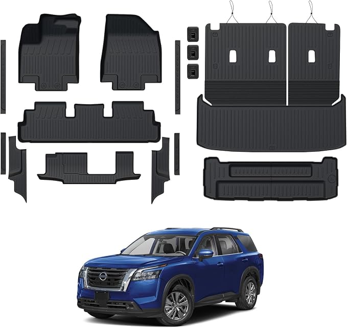 Floor Mats Set for 2022-2025 Nissan Pathfinder 7/8 Seats Accessories, Full by GALVAGNITE