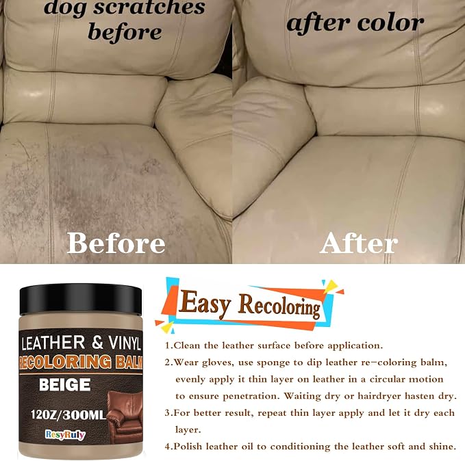 Beige Leather Repair Kit for Furniture Vinyl Car Interior Steering Wheel Car - Image 4