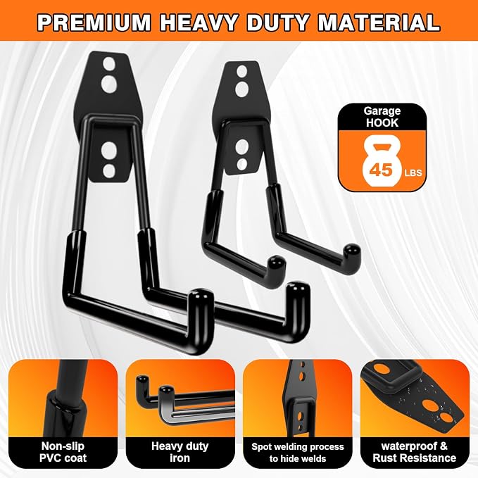 10-Pack Heavy Duty Garage Wall Hooks – Utility J Hooks - Image 3