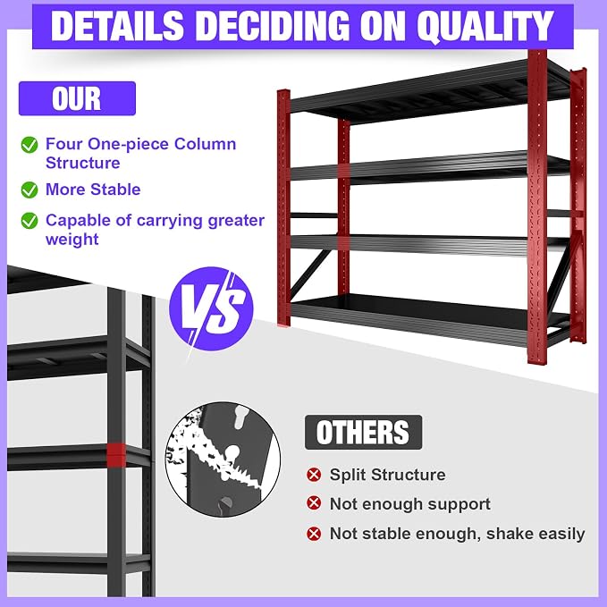 6000LBS Garage Shelving Heavy Duty, 4-Tier 59" W Storage Garage Shelves - Image 5