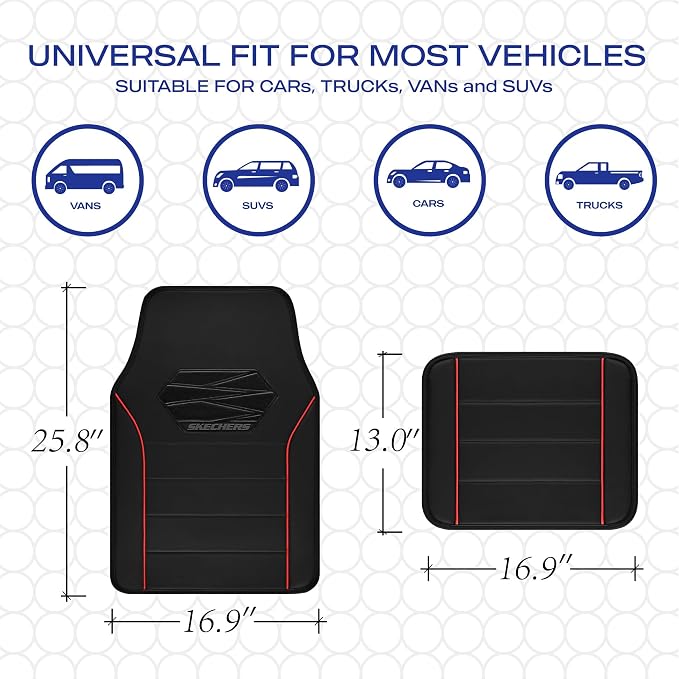 Skechers Memory Foam Car Mats, Leather Piping Floor Mats - Image 6