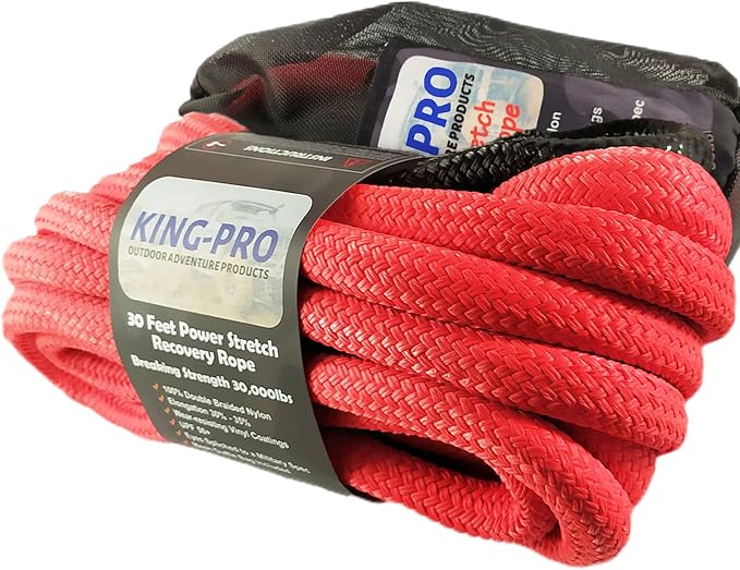 KING-PRO Kinetic Recovery Rope 7/8“x30' Towing Rope 30, 000lbs Breaking by KING-PRO