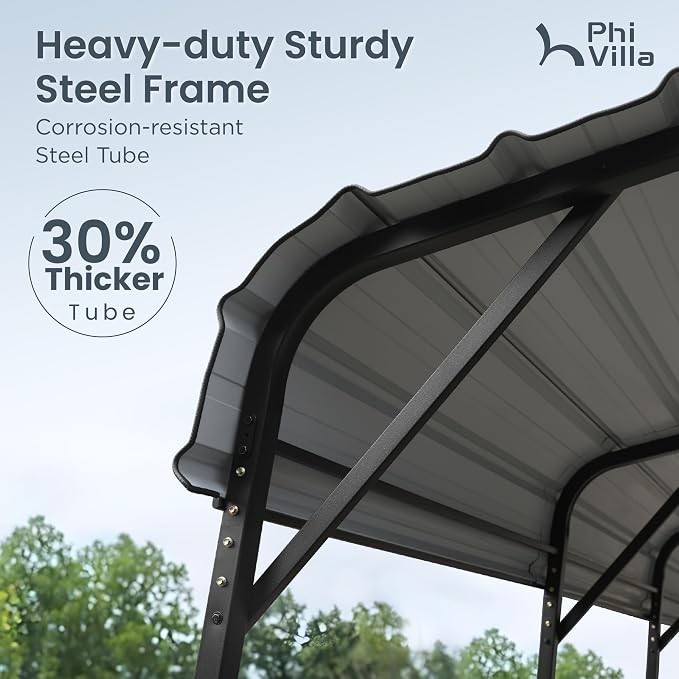 PHI VILLA 25 x 14 ft Heavy Duty Metal Carport - Image 4