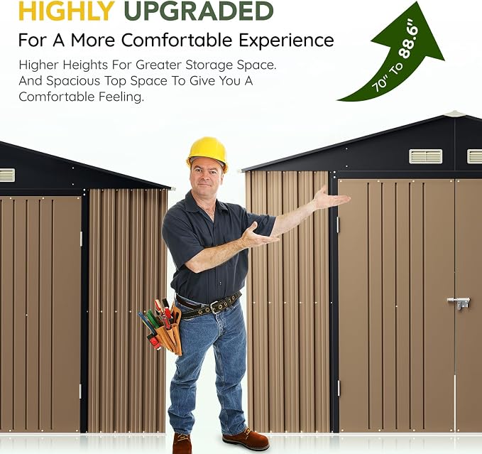 Breezz Outdoor Storage Shed 10 x 12 ft. Utility Tool Shed Metal Storage Garden - Image 2