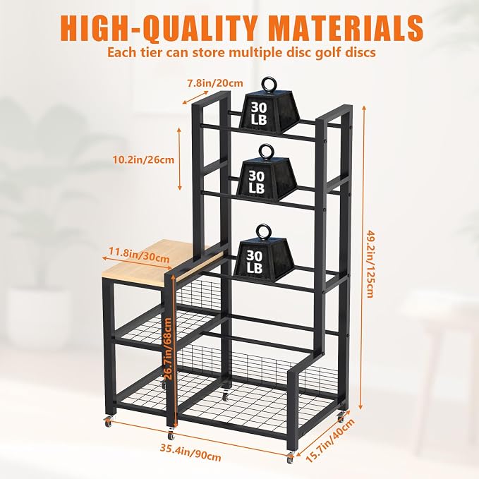 Disc Golf Storage Rack with Wheels – Heavy Duty Metal Disc Golf Rack - Image 2