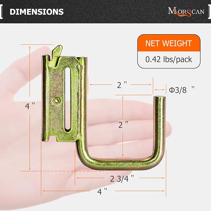 10 Pack 2" E Track J Hooks Heavy Duty Galvanized Steel E-Track Tie Down - Image 3