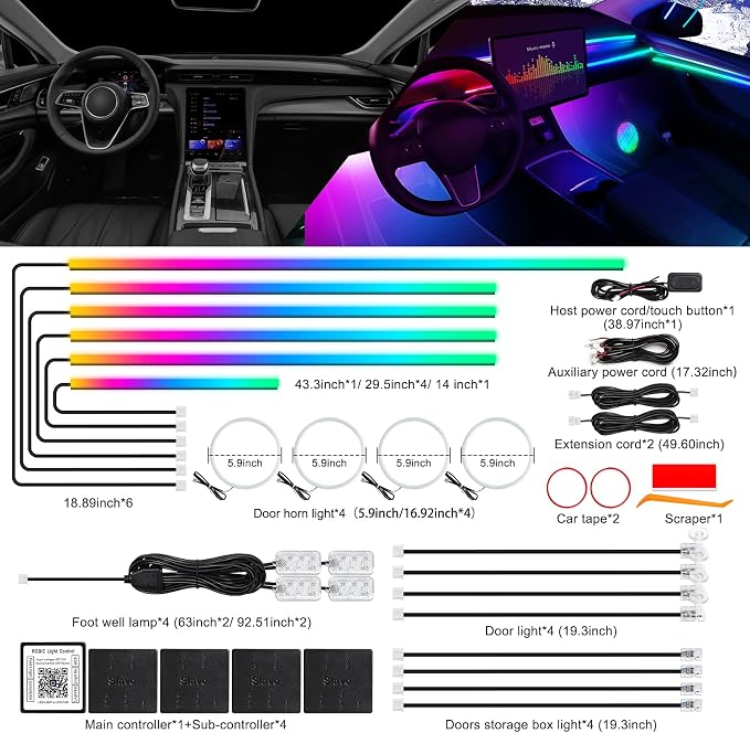 Dreamcolor Acrylic Interior Car LED Strip Light - Image 3
