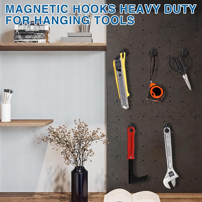 LOVIMAG Magnetic Hooks, 40LBS Black Magnet Hooks Strong Neodymium Magnets - Image 6