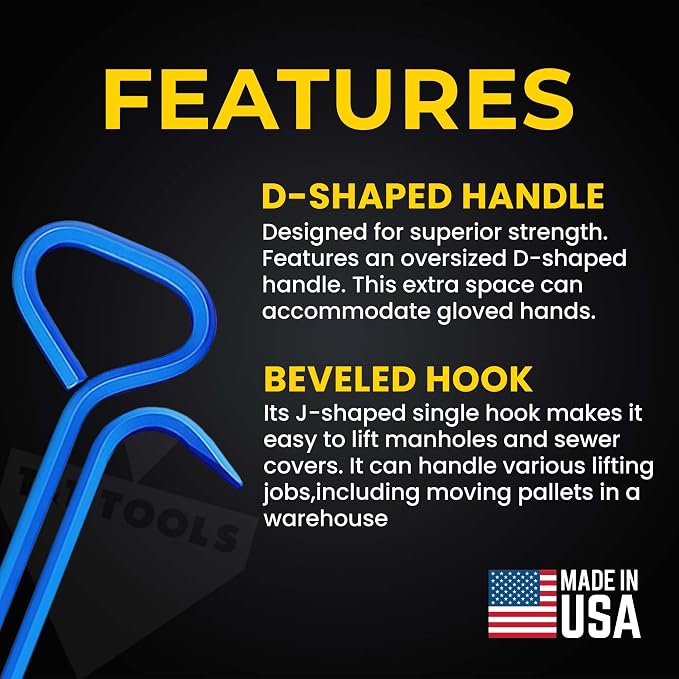 T&T Tools 24-Inch Manhole Hook Tool -Heavy Duty Single Hook - Image 2