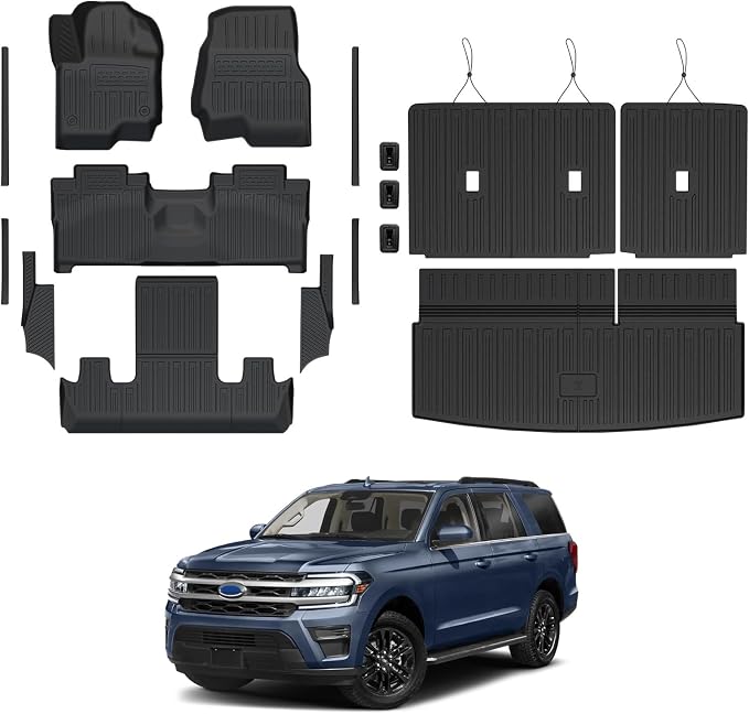 Floor Mats Set for 2018-2024 Ford Expedition/Lincoln Navigator 7 Seats by GALVAGNITE