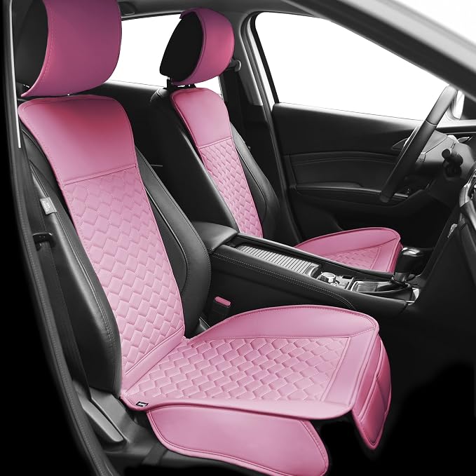 Elantrip 2 PCS Front Car Seat Covers Pink Leather Auto by Elantrip