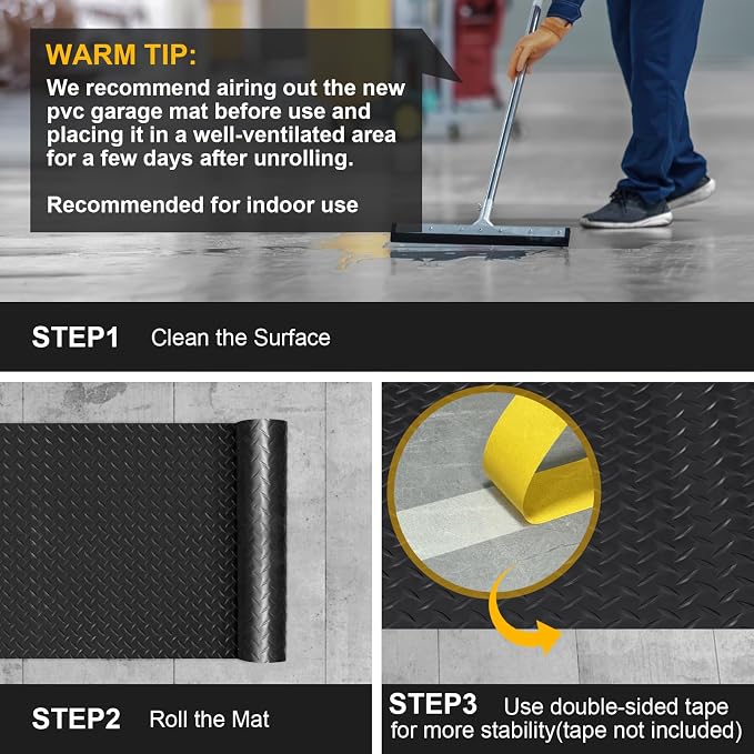 7.5x25 FT Garage Floor Mat, 2.8mm Thicked Flooring Roll 188 sqft Diamond Plate - Image 8