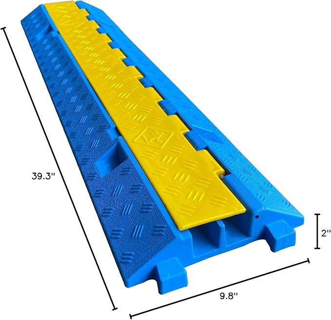 1 Pack Blue Rubber Cable Ramp Hose Cable Protector Ramp 2 Channel 22000Lbs Load - Image 10