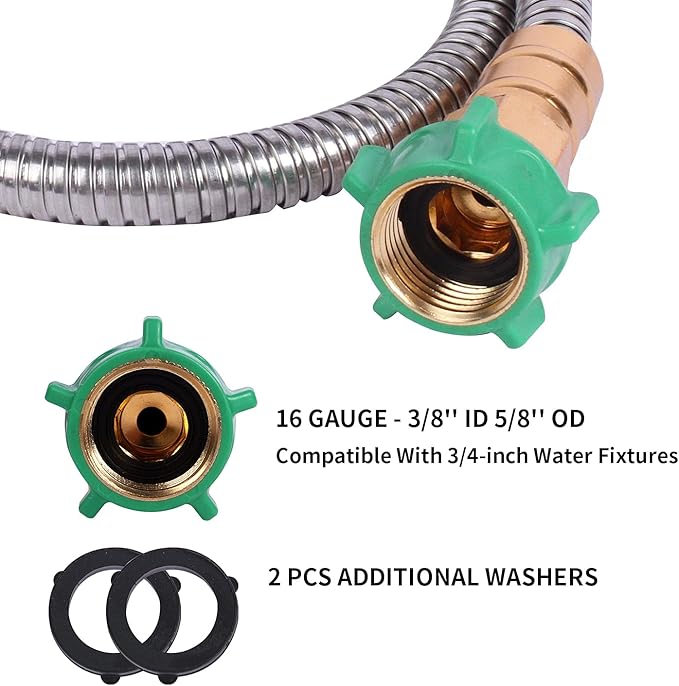 Metal Short Garden Hose 3 ft, Stainless Steel Hose Leader, Small Water Hose - Image 3